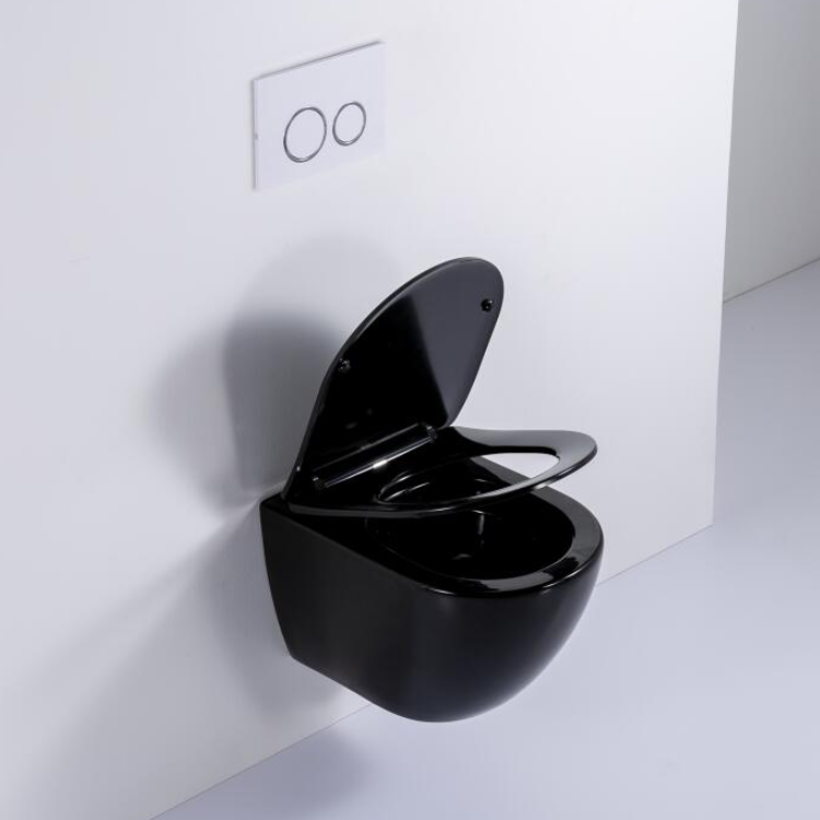 Matte Black Rimless Wall-Hung Toilet BF2478 – 400KG Load, Self-Cleaning, Modern Ceramic Design