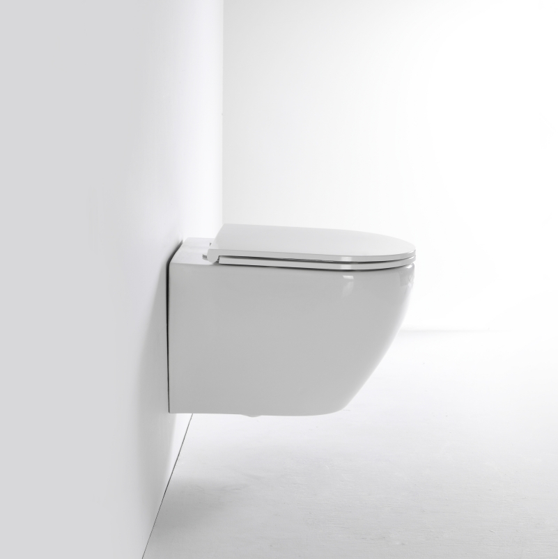 Modern Wall-Hung Toilet BF2479E｜Quiet Dual Flush｜Rimless Ceramic Wall Mounted Toilet