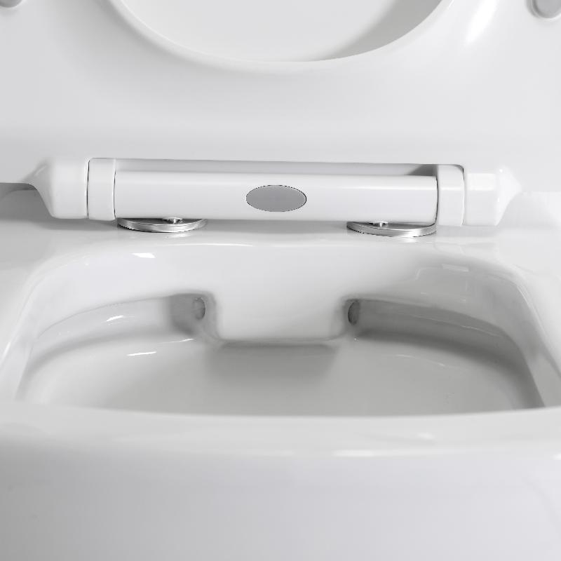 BF2496 Modern Square Wall Hung Toilet – Rimless, Soft Close Seat, Dual Flush