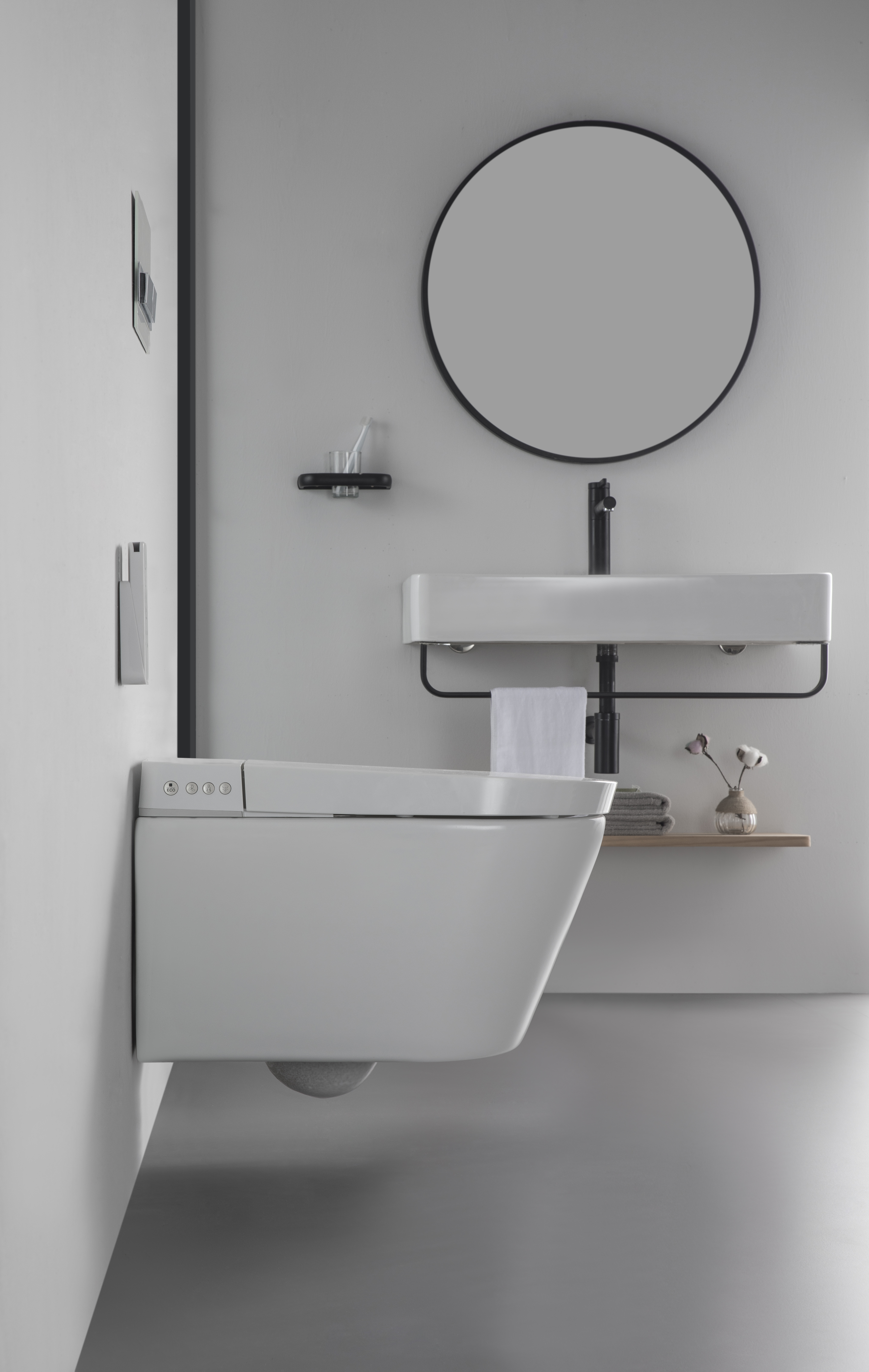 Wall Mounted Smart Toilet with Remote Control, Bidet Function, Heated Seat & Auto Flushing