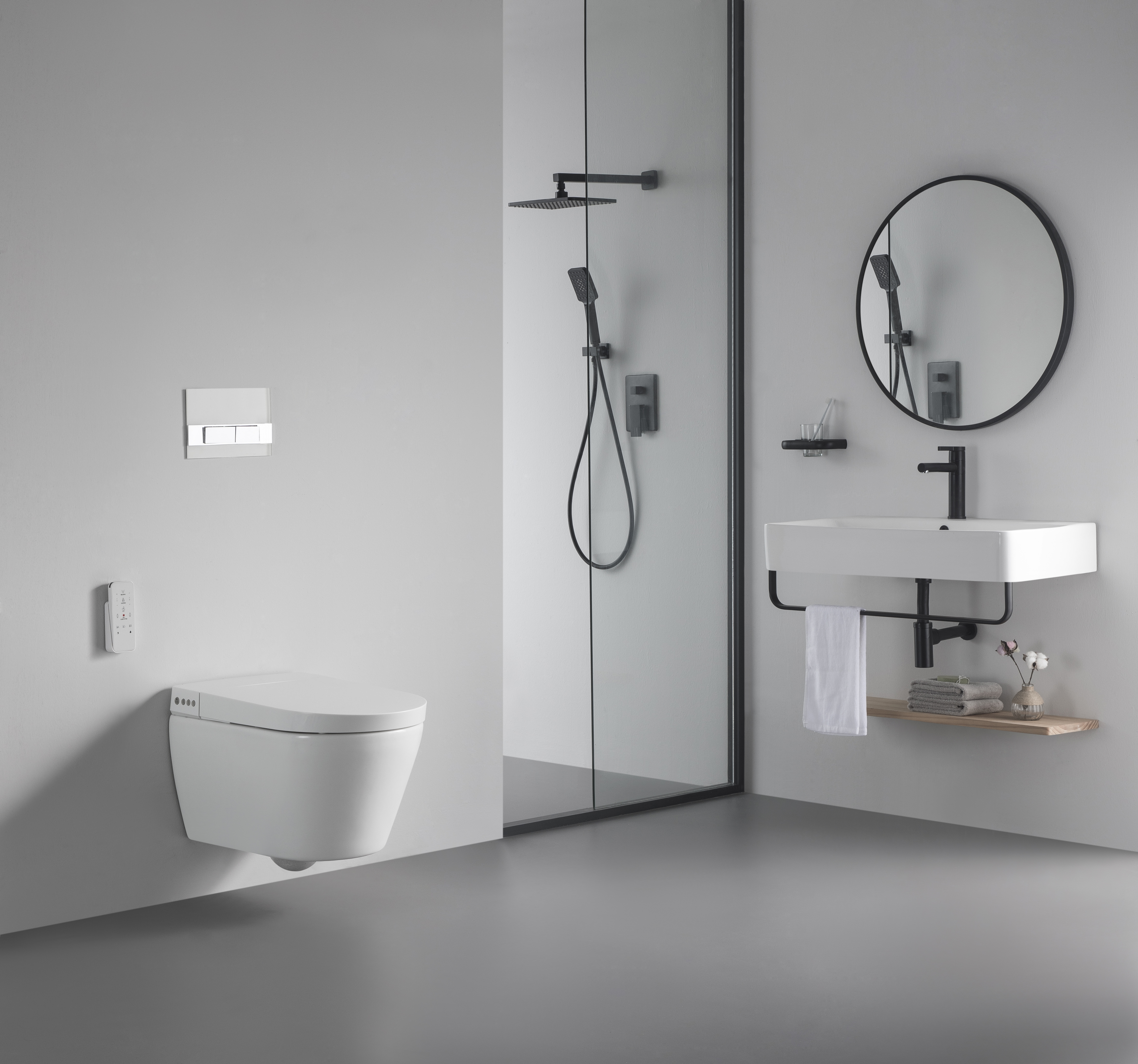 Wall Mounted Smart Toilet with Remote Control, Bidet Function, Heated Seat & Auto Flushing