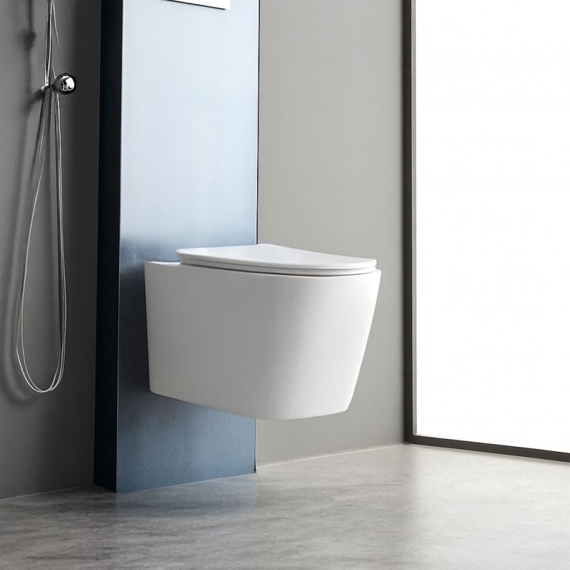 Minimalist Wall-Mounted Tankless Toilet - Modern White Ceramic Space-Saving WC