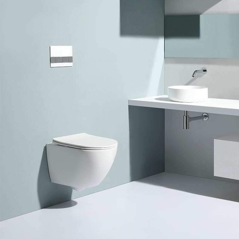BF2472 Wall-Hung Ceramic Toilet 530×345×350mm 3/6L Dual Flush with Soft-Close UF Seat