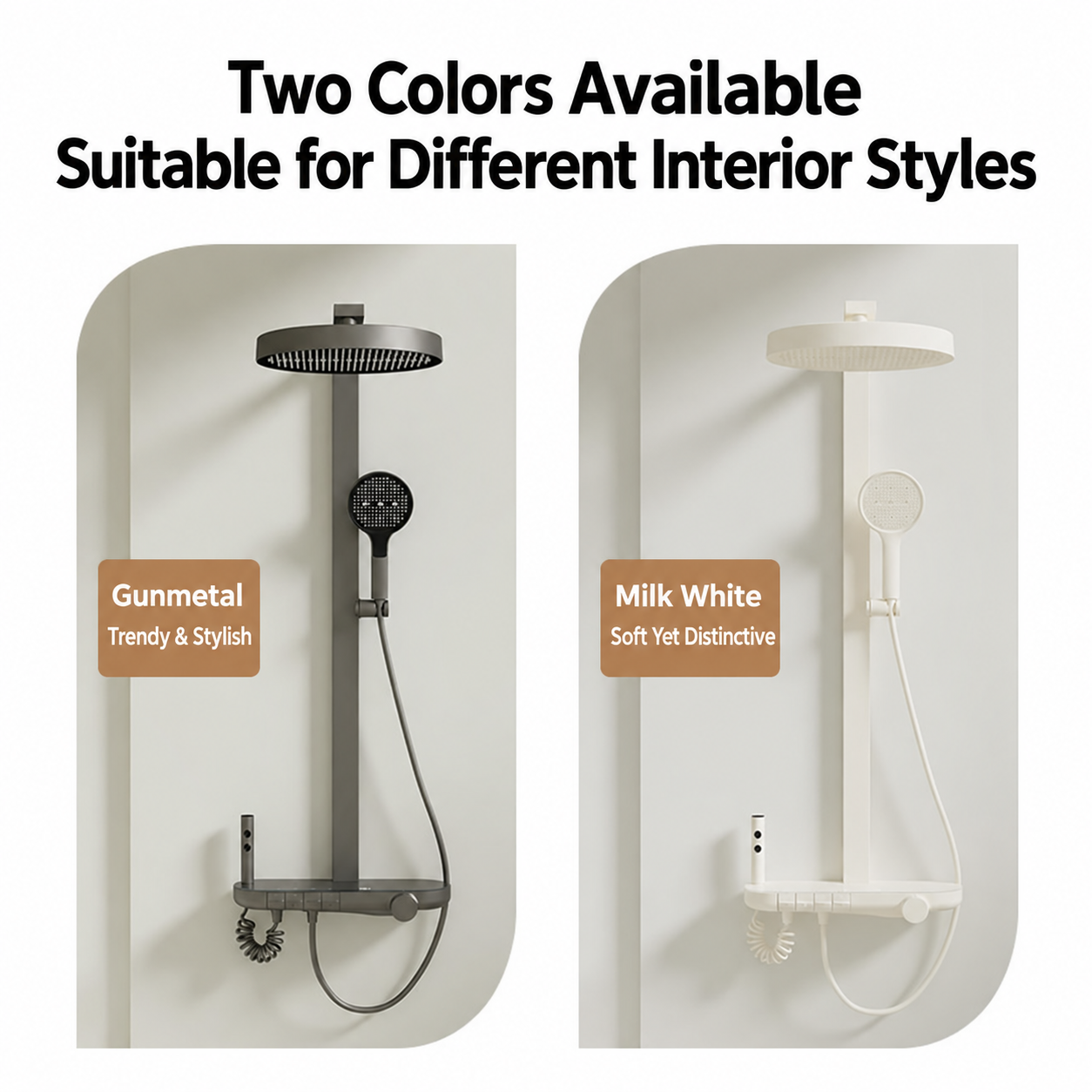 Commercial Solid Brass Digital Rain Shower System with 320mm Overhead Shower & 4 Water Modes