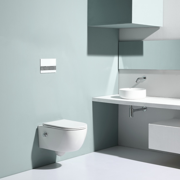 Minimalist Wall-Mounted Ceramic Toilet with Hidden Tank & Dual Flush System