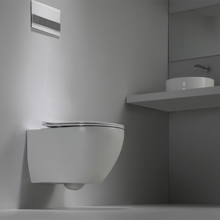 2416D Wall Hung Toilet with Super Vortex Flush – Rimless Ceramic WC
