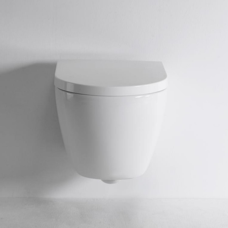 Wall Hung Toilet BF2418 - Modern Ceramic Toilet with Soft-Close Seat and Washdown Flushing