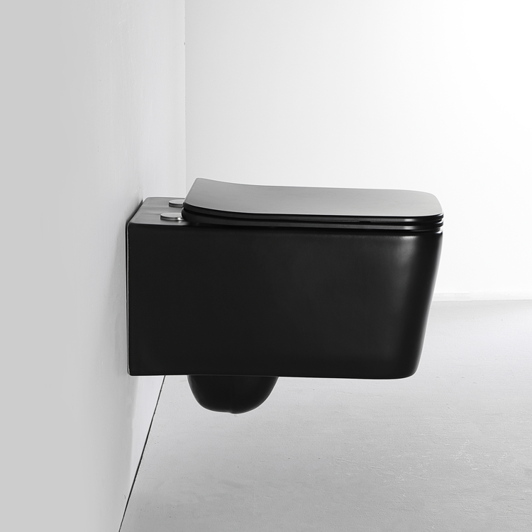 Matte Black Wall Hung Toilet – Modern Minimalist Ceramic WC