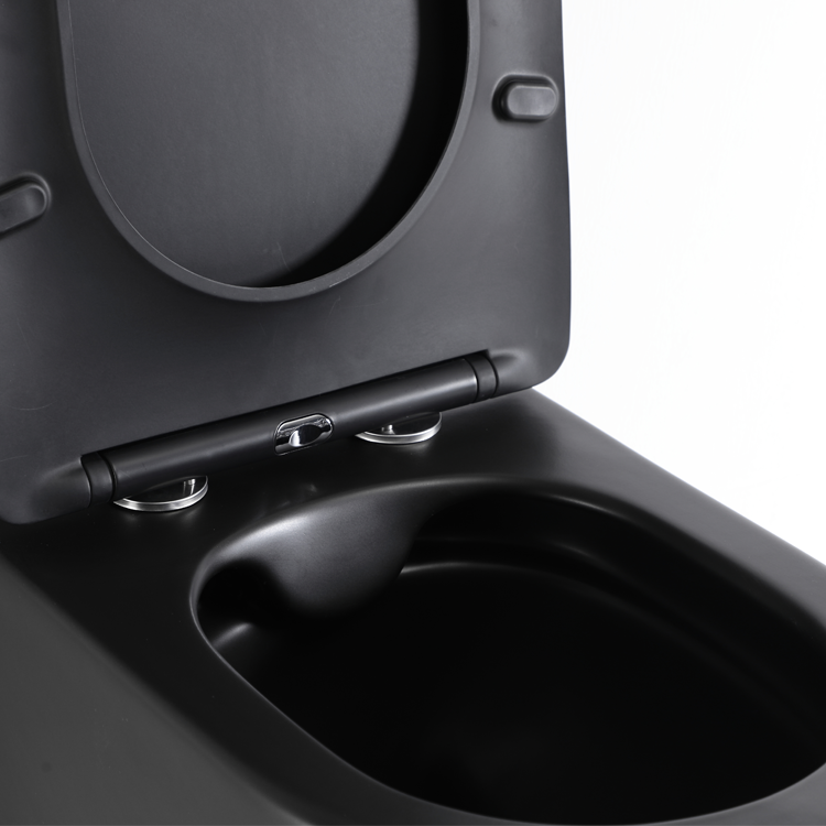 2478 Matte Black Wall-Hung Toilet – Modern Rimless WC with Soft-Close Seat and Vortex Flush