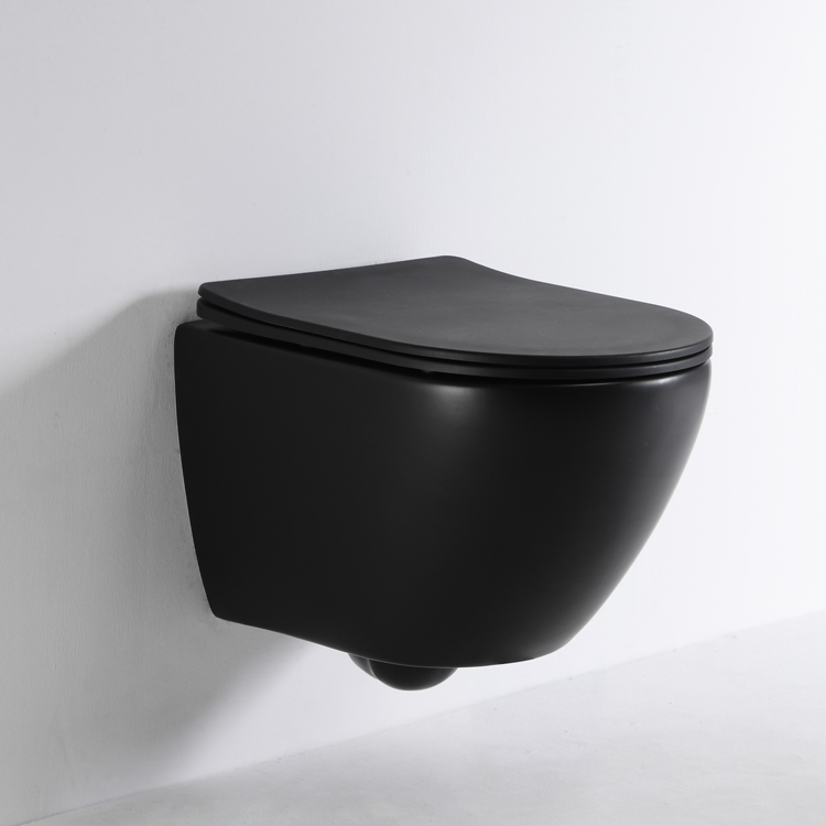 2478 Matte Black Wall-Hung Toilet – Modern Rimless WC with Soft-Close Seat and Vortex Flush