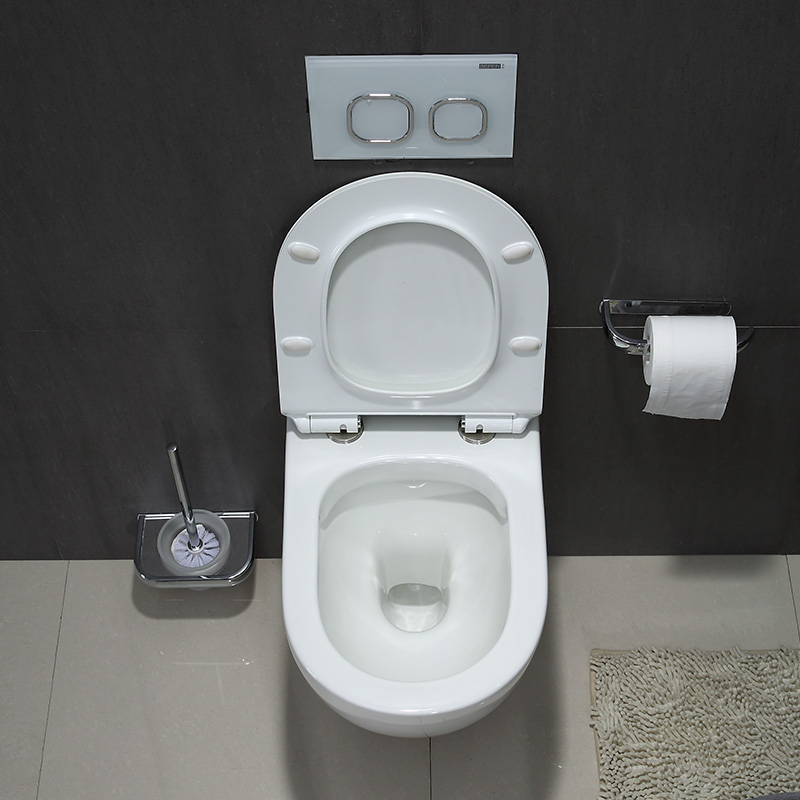 Modern Wall-Hung Toilet with Concealed Tank – Quiet Dual Flush, Rimless Ceramic, Space-Saving Design