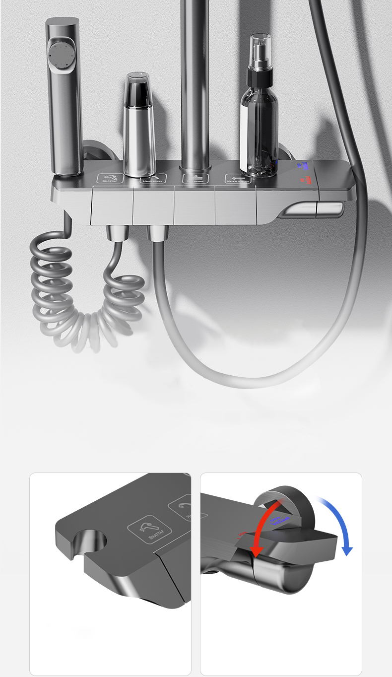 Elegant Wall-Mounted Thermostatic Shower System with Square Rainfall Head and Handheld Sprayer