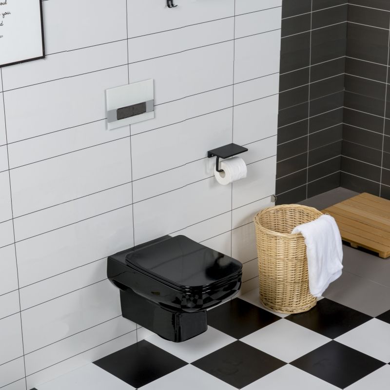 Modern Black Wall-Hung Toilet - Model 2311DB