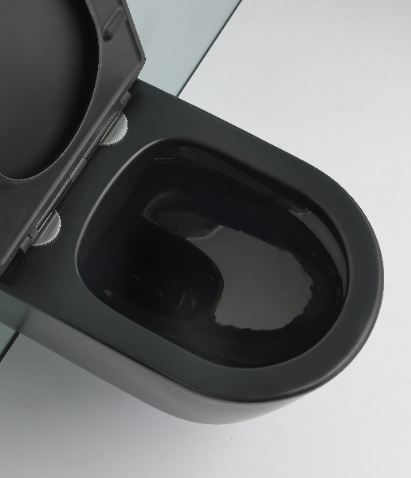 BF2366 Matte Black Wall-Hung Ceramic Toilet with Washdown Flushing and Soft Close UF Seat