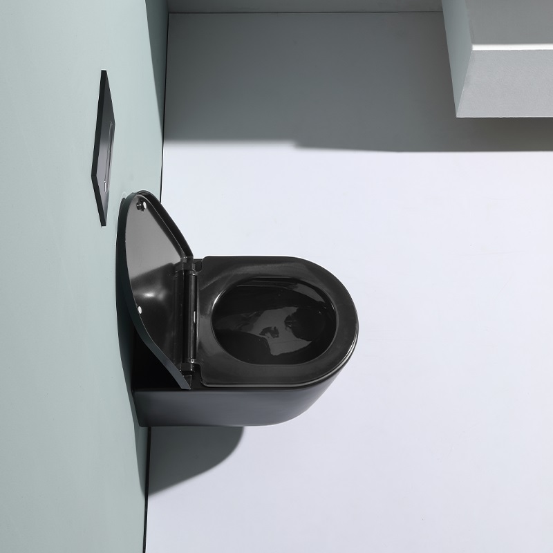 BF2366 Matte Black Wall-Hung Ceramic Toilet with Washdown Flushing and Soft Close UF Seat