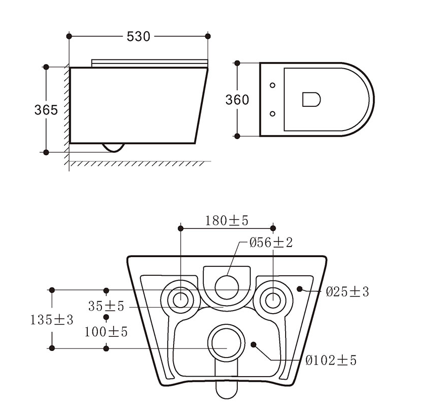 BF2366D White Ceramic Wall-Hung Toilet with Vortex Flush