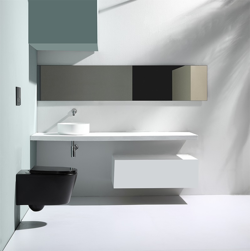 BF2366 Matte Black Wall-Hung Ceramic Toilet with Washdown Flushing and Soft Close UF Seat