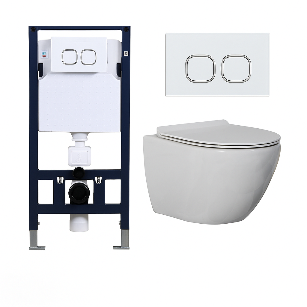 Matte Black Wall-Hung Toilet & Bidet Set – Modern Ceramic Bathroom Fixture