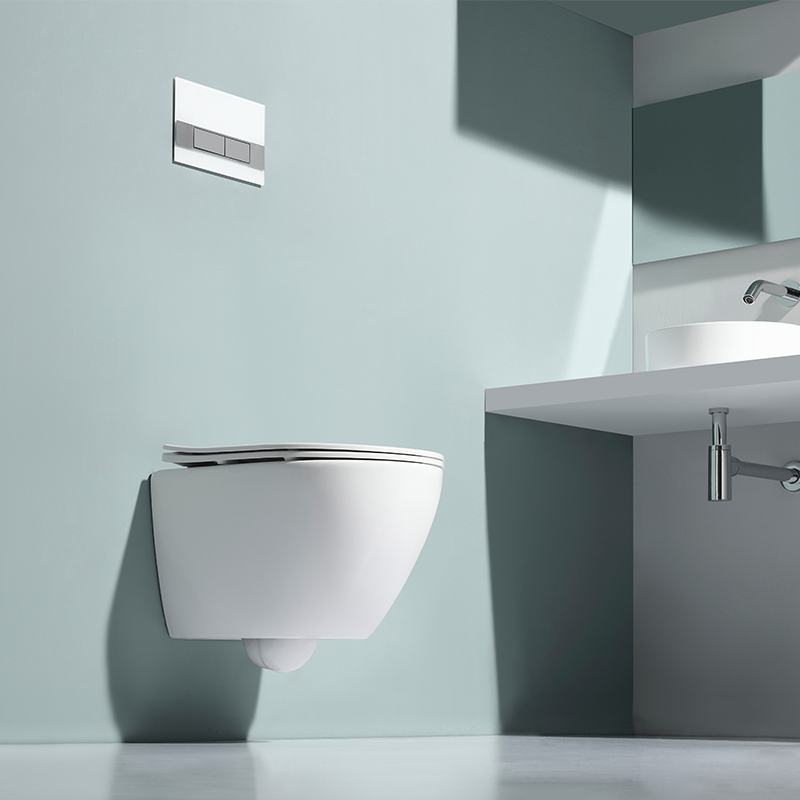 Compact Wall-Hung Toilet BF2378D with Rimless Bowl and Slim UF Cover