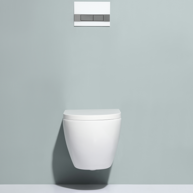 BF2379 Rimless Wall Hung Toilet, Glossy White Ceramic, 505×360×360 mm