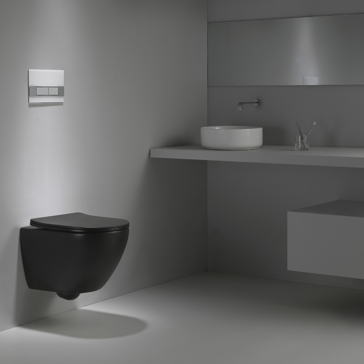 Matte Black Wall-Hung Toilet – Minimalist Design & Water-Saving Flush