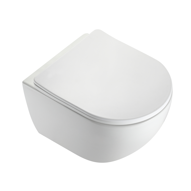 BF2418 Modern Wall-Hung Ceramic Toilet 3/4.5L Washdown Glossy White with UF Seat & Nano Coating
