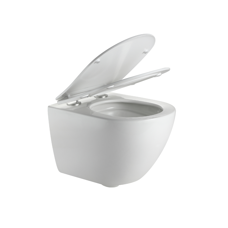 BF2418 Modern Wall-Hung Ceramic Toilet 3/4.5L Washdown Glossy White with UF Seat & Nano Coating