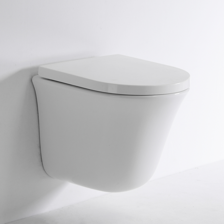 BF2441 Rimless Wall Hung Toilet 470×355×365mm Glossy White Ceramic 3/6L