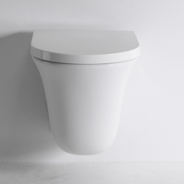 BF2441 Rimless Wall Hung Toilet 470×355×365mm Glossy White Ceramic 3/6L