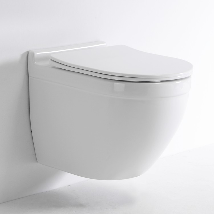 2442D Modern Wall Hung Toilet Ceramic Rimless Floating WC with Soft Close Seat
