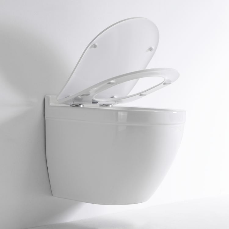 BF2442 Rimless Wall Hung Toilet 530×360×350mm Glossy White Ceramic 3/6L