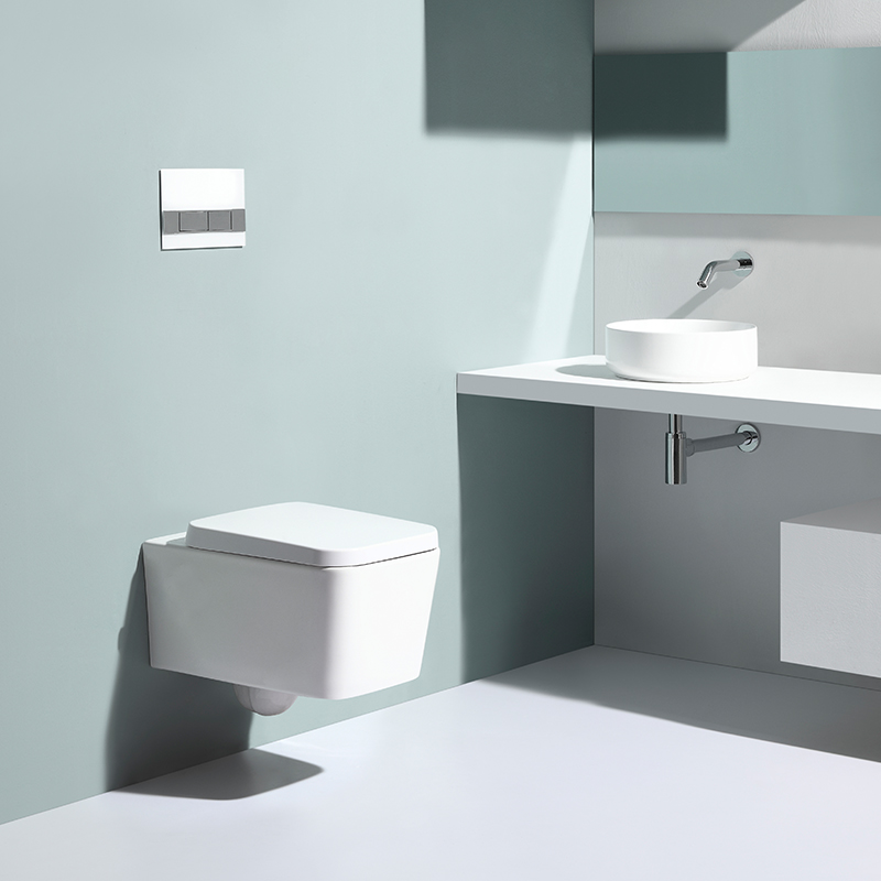 BF2467 Rimless Wall Hung Toilet 535×355×350mm Dual Flush Ceramic WC with Soft-Close UF Seat