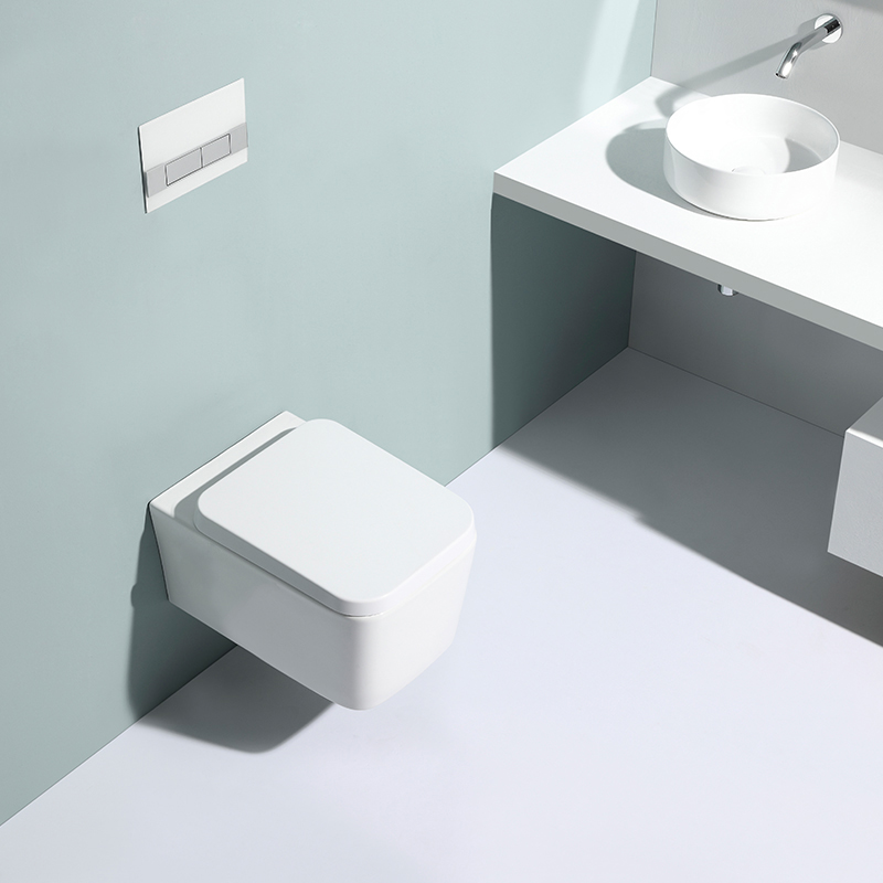 BF2467 Rimless Wall Hung Toilet 535×355×350mm Dual Flush Ceramic WC with Soft-Close UF Seat