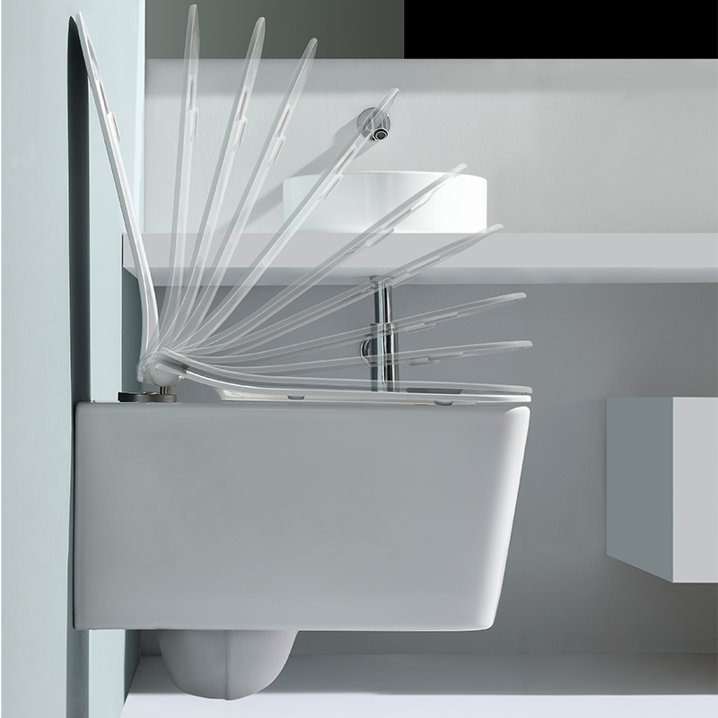 BF2467 Rimless Wall Hung Toilet 535×355×350mm Dual Flush Ceramic WC with Soft-Close UF Seat