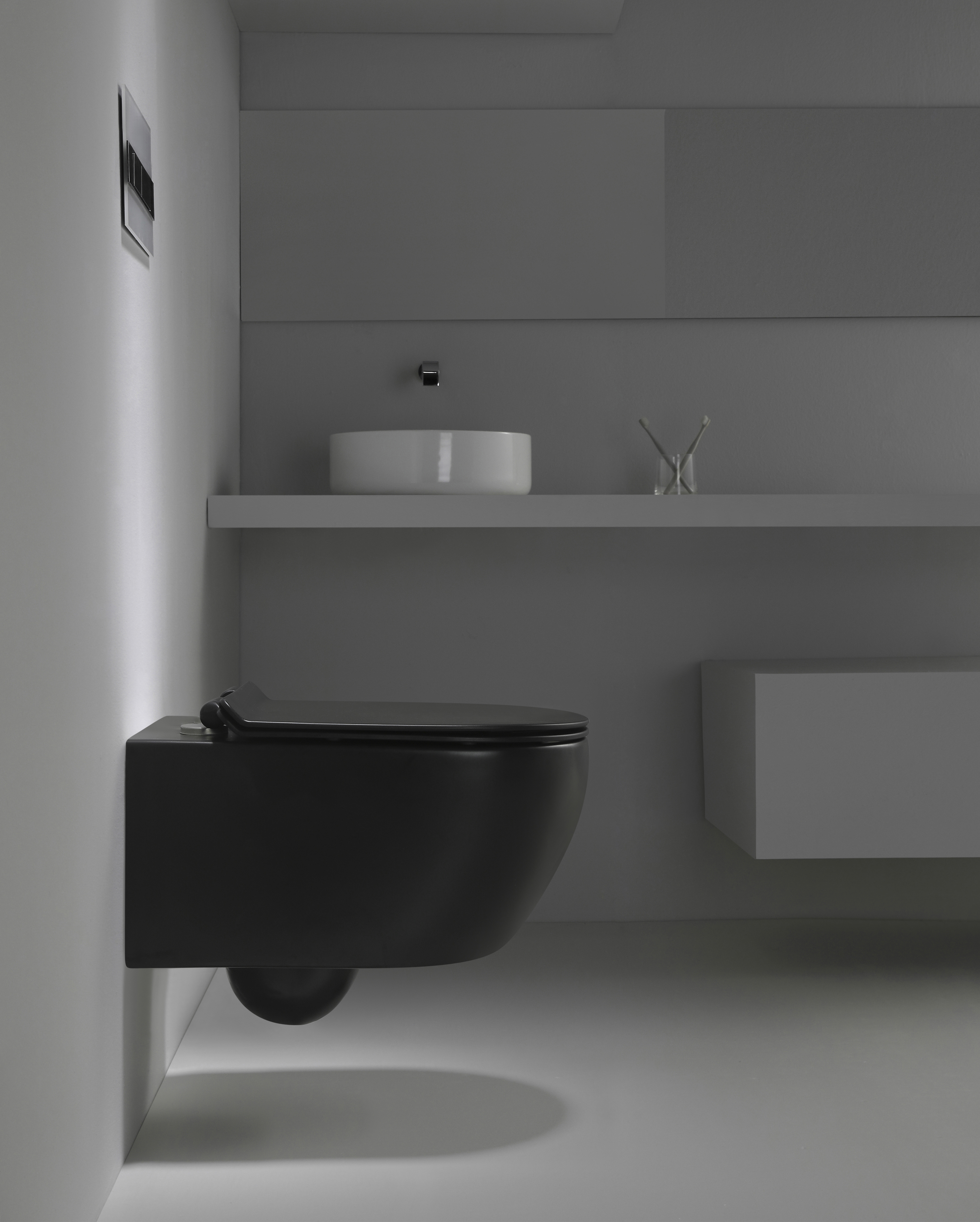 2468AB-MATT Matt Black Rimless Wall Hung Toilet - Modern Minimalist Suspended WC