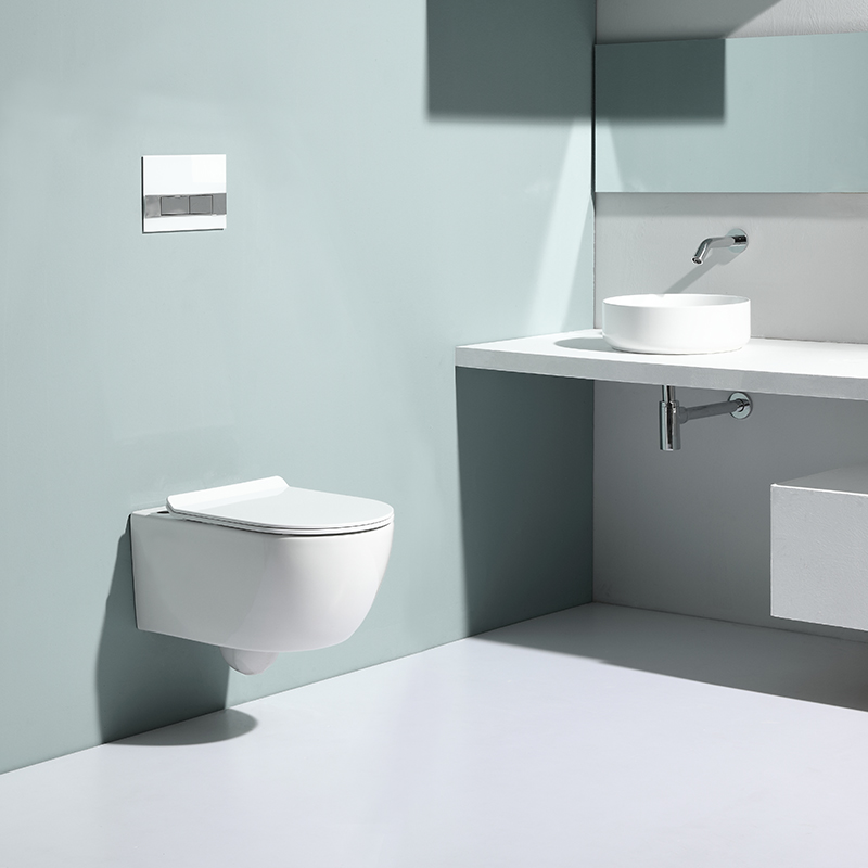 2468D Rimless Wall Hung Toilet – Modern Dual Flush 3/6L, Space-Saving Hygienic WC
