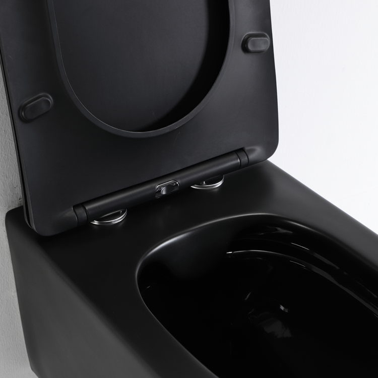 BF2468DB-MATT Wandhängendes WC in Mattschwarz | Randloses Keramik-WC mit Absenkautomatik