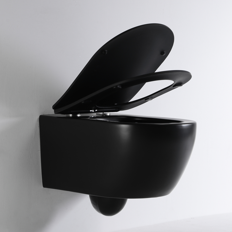 Model 2468 Matte Black Wall Hung Toilet – Modern Floating Ceramic WC