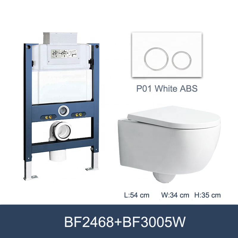 BF2468 Rimless Wall Hung Toilet 540×360×350mm 3/6L Washdown Ceramic WC with Nano Coating