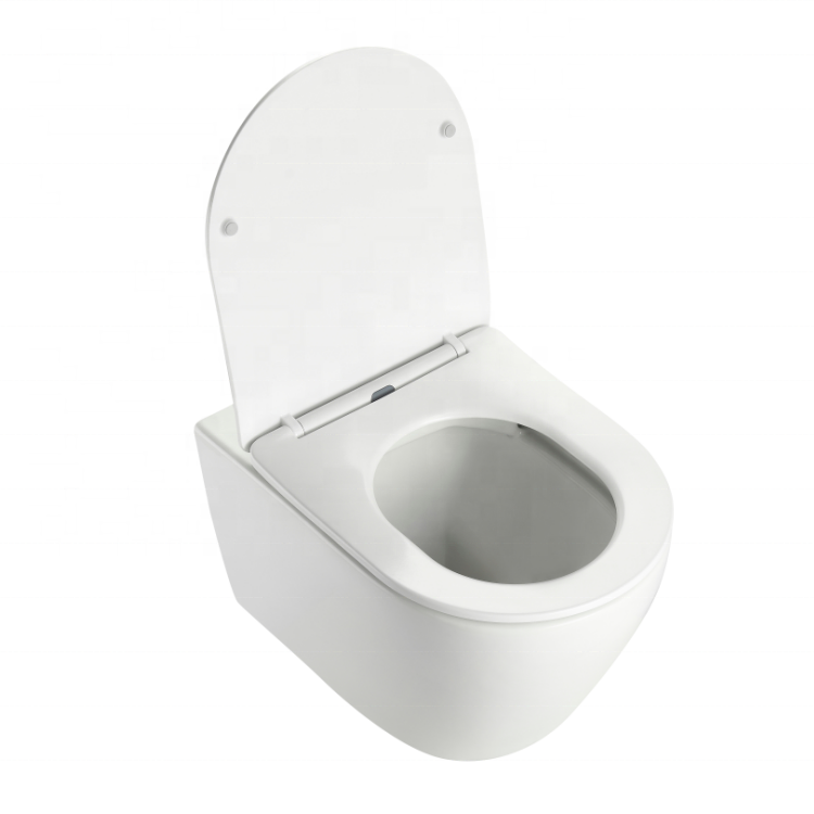 Modern Wall-Hung Toilet with Quiet Dual Flush System | Rimless Ceramic Floating Toilet 530×360×350mm