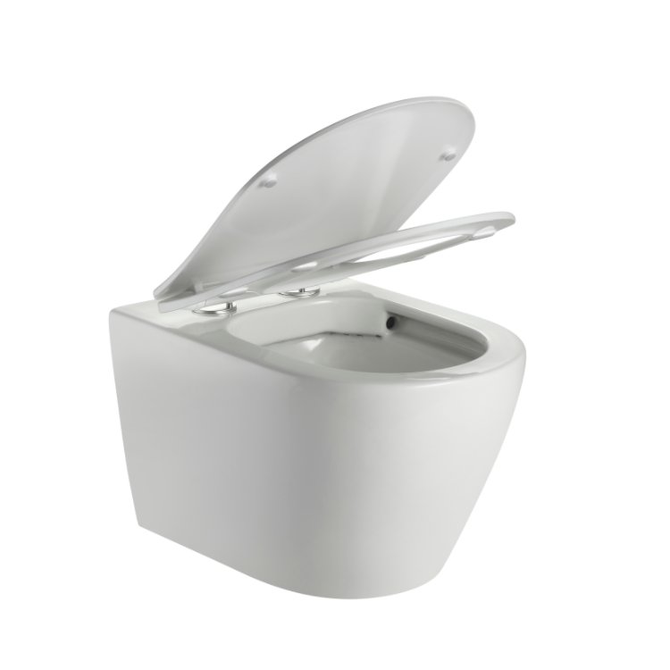 Modern Wall-Hung Toilet with Quiet Dual Flush System | Rimless Ceramic Floating Toilet 530×360×350mm
