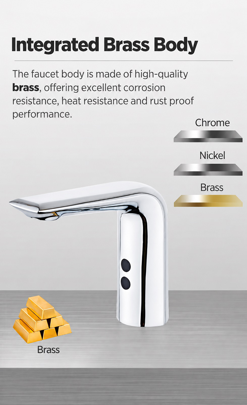 Dual-Sensor Automatic Basin Faucet | Brass Body Touchless Faucet