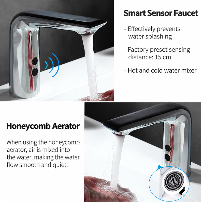Dual-Sensor Automatic Basin Faucet | Brass Body Touchless Faucet