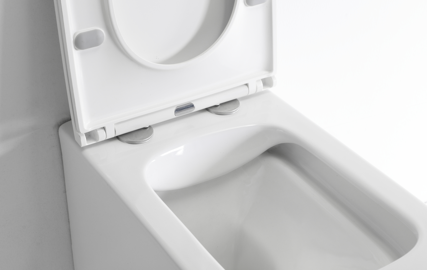 BF2440D White Ceramic Wall-Hung Toilet with Washdown Flushing and Soft Close UF Seat