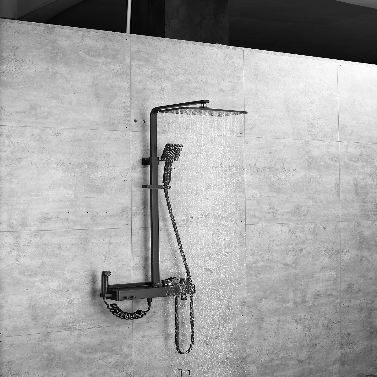 BF98550EE Smart Touch Thermostatic Shower System with Waterfall Shower, Hand Shower and Intelligent Control Panel