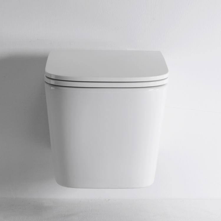 BF2440D White Ceramic Wall-Hung Toilet with Washdown Flushing and Soft Close UF Seat