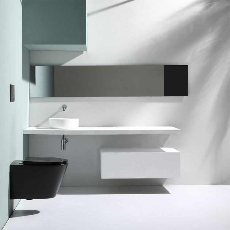 Modern Rimless Wall Hung Toilet Matte Black Ceramic Bathroom WC