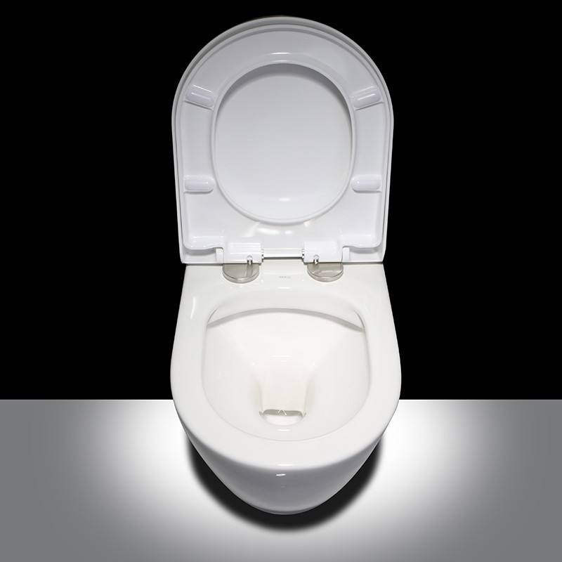 BF2416 Rimless Ceramic Wall Hung Toilet with Soft Close UF Seat Dual Flush White WC
