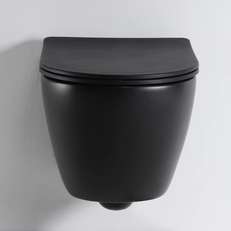 BF2418DB Matte Black Vortex Wall Hung Toilet with Soft Close UF Seat