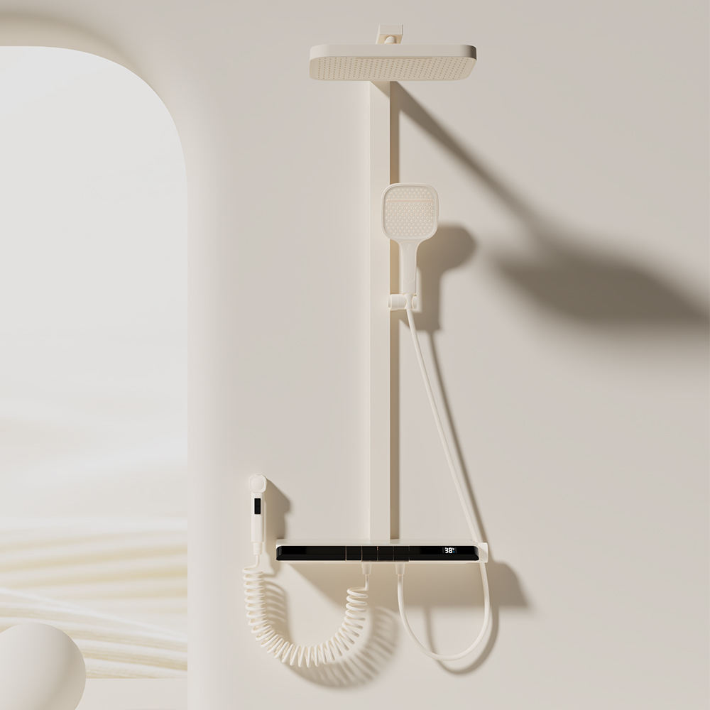 BF9648 Milky White Shower System 1042x458mm ABS Rainfall Hand Shower Set